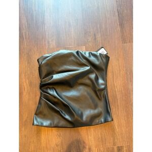 ♾️White Fox Boutique Black Leather Tube Top XS NWT Dark Coquette Dark Academia♾️